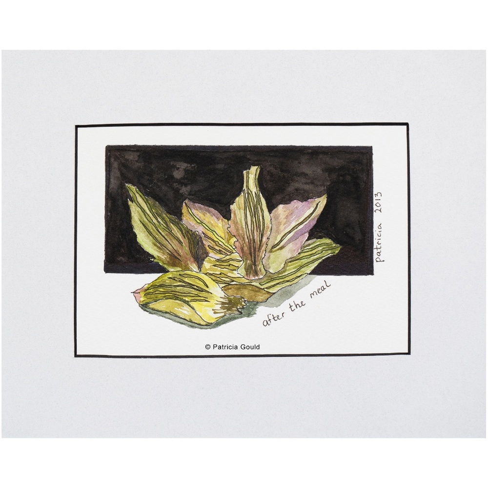 After the Meal, original watercolor on paper